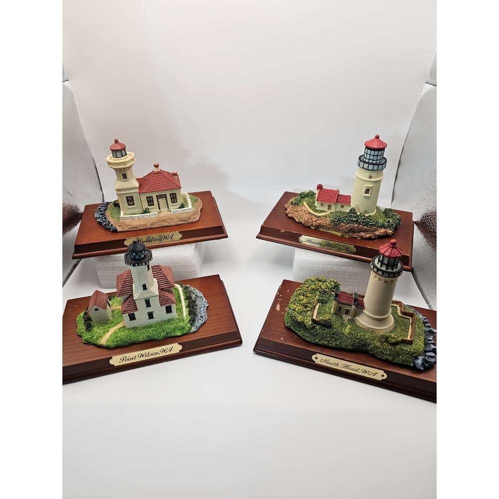 4 Pacific Northwest Lighthouse Miniatures Mukilteo Heceta Head Point Wilson Lot